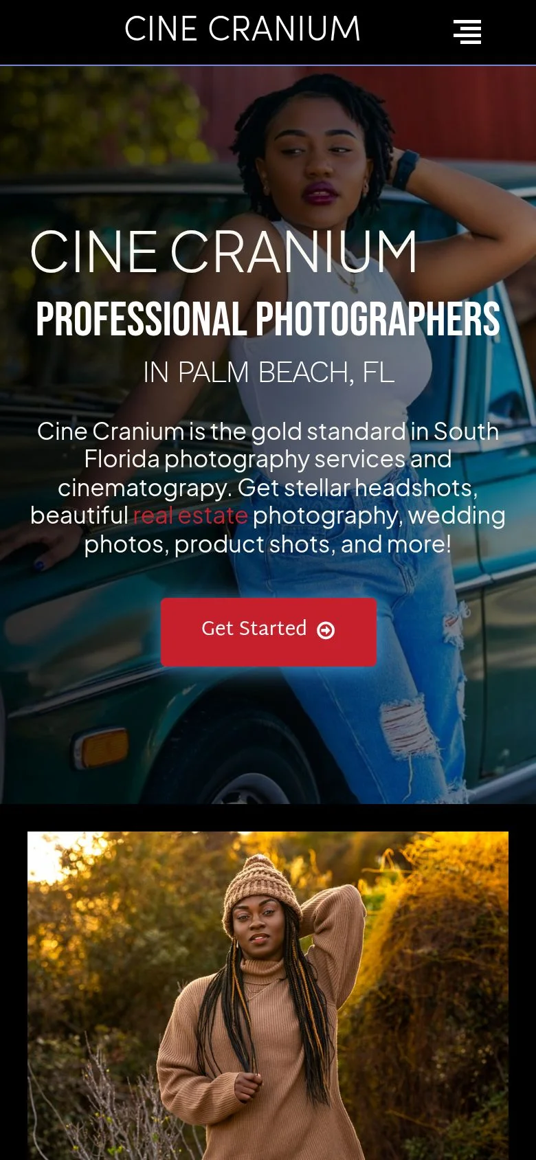 Cine Cranium website on a phone